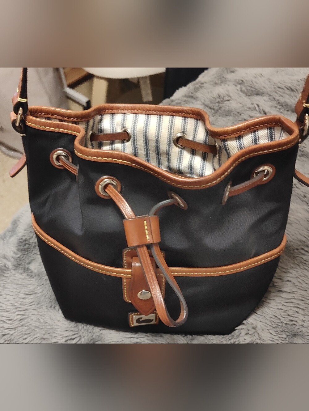 Vintage Dooney And Bourke Mini Nylon & Leather Bucket Bag Y2K Made In Italy!